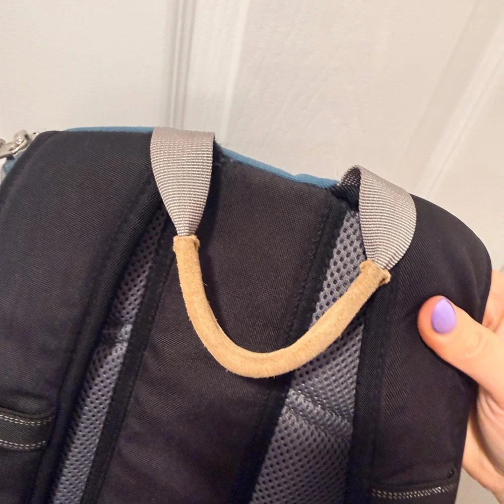 LL Bean Traverse Backpack Blue Grey Colorblock Suede Bottom Hiking Bag 296964